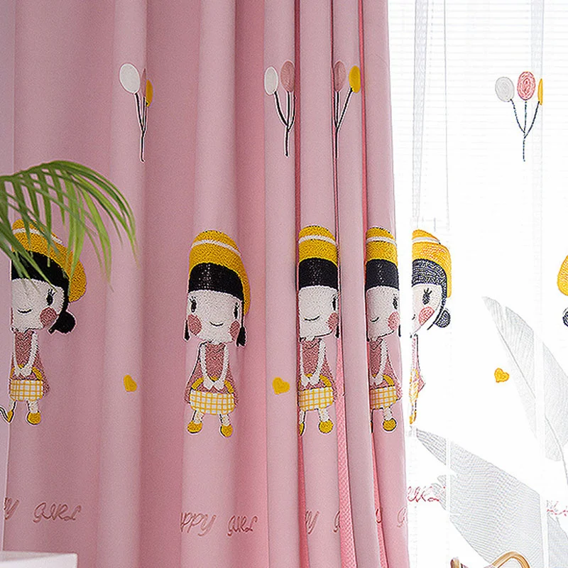 

Розовые бархатные вышитые Мультяшные фотообои для девочек и детей, милые принцессы, прозрачные жалюзи для гостиной на заказ