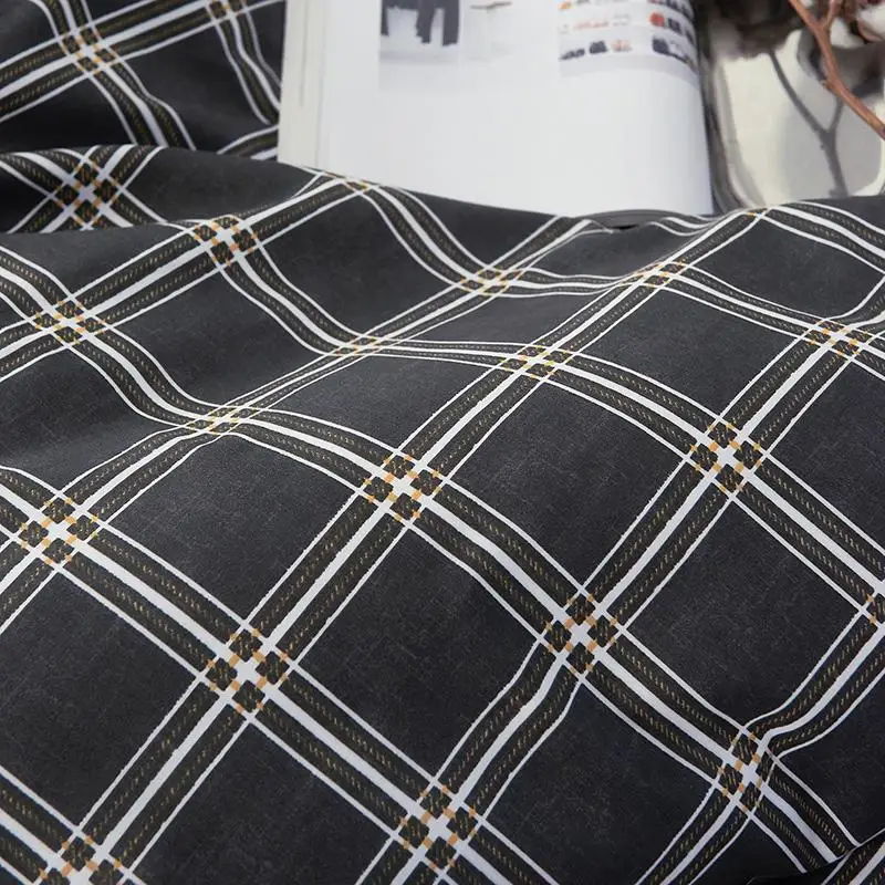 

Classic bedding set 5 size plaid grid summer bed linen 3-4pcs/set duvet cover set Pastoral bed sheet AB side duvet cover 2020