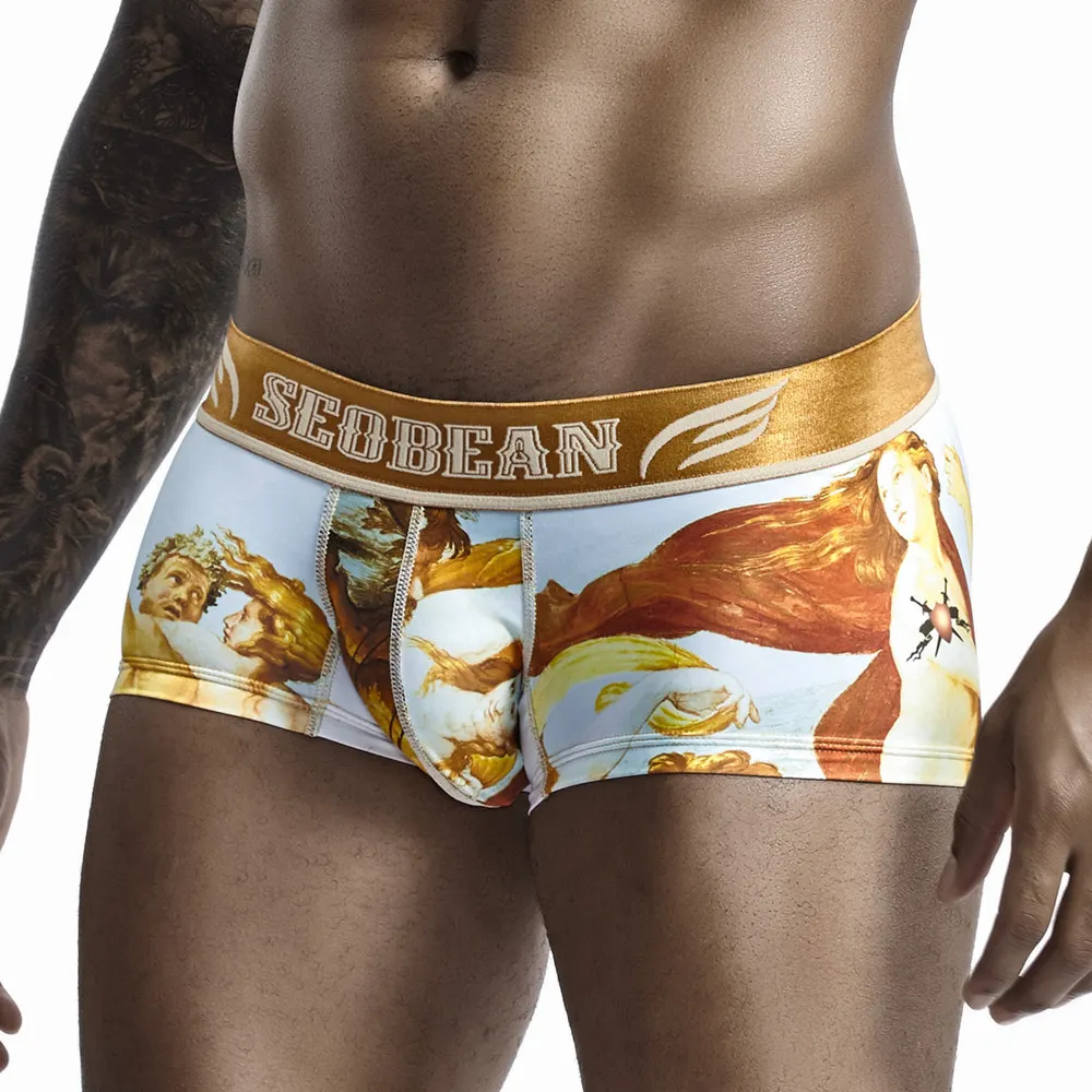 SEOBEAN Brand Tiger Stripe Men's Underwear Boxers Male pyjama  Panties Sexy Low Waist Men Boxer Shorts Calzoncillos Cuecas