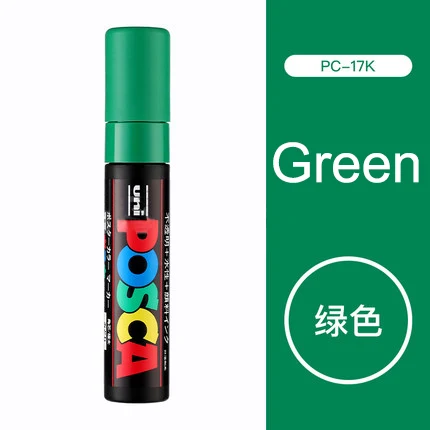 Зеленый Один кусок Uni Posca PC-17K краска маркер ручка-Экстра Широкий Tip-15mm 8 цветов доступны rotulador - Цвет: Зеленый