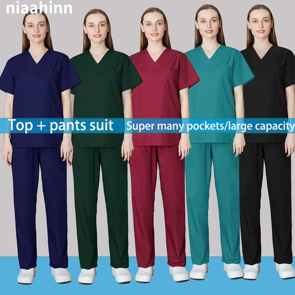 

Новая высококачественная унисекс медицинская клиника унисекс, Униформа с V-образным вырезом, Женская косметологическая салон, униформа мед...