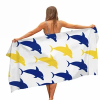 helengili blue yellow sea fish microfiber pool beach towel portable quick fast dry sand outdoor travel swim blanket yoga mat