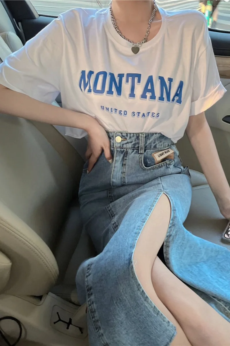 

Spring and summer 2021 new high waist slim split skirt women's fashion