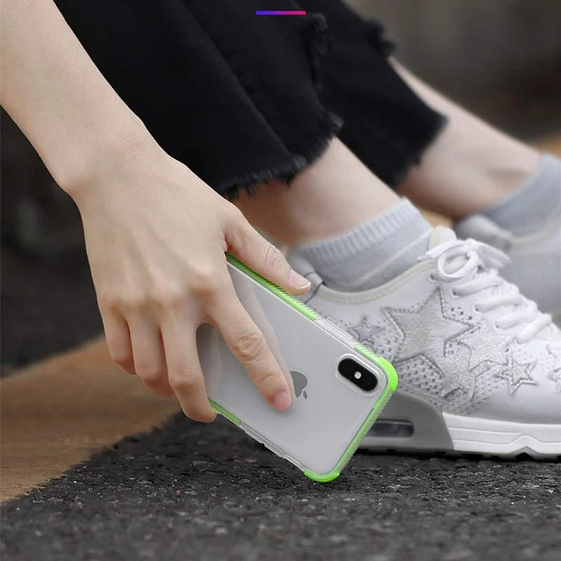 Двухцветный защитный противоударный Прозрачный чехол для iphone 12 11 pro X XR XS MAX 7 8 6s 6