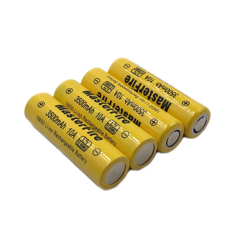 

MasterFire Original 3500mAh 18650 3.7V 12.95Wh Rechargeable Battery Cell for Toy Flashlight lithium batteries 30A discharge