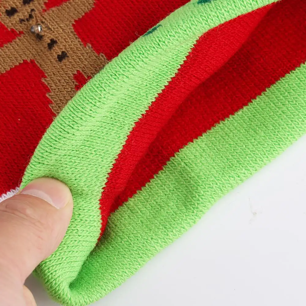 Рождественская зеленая шапочка карамельный тростник с шариком вязаная шапка для