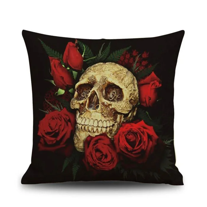 

Хит Хэллоуин, квадратная подушка с рисунком черепа, чехол, наволочка, украшение для дивана, красный + черный