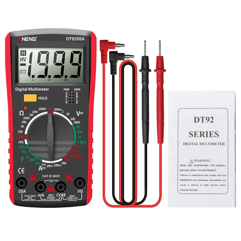 DT9205A AC DC цифровой мультиметр испытательный вольтметр сопротивление постоянной