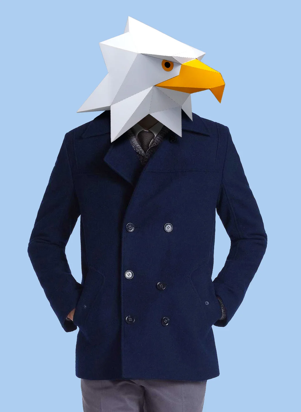 3D Бумажная Маска Белый Ястреб Орел Костюм Косплей DIY бумажная рукоделие