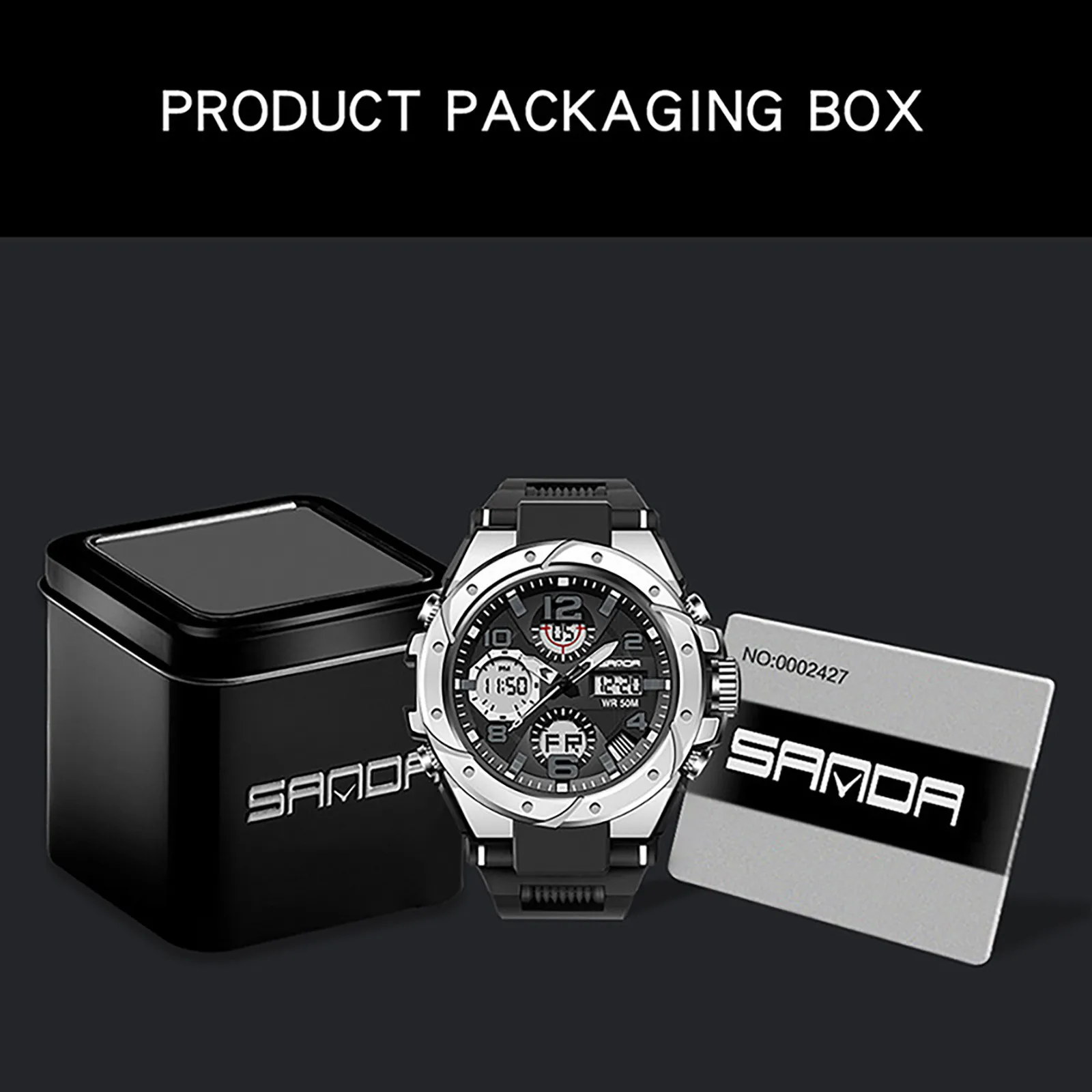 

Watch For Men Sports Series Creative Multifunctional Dual Movement LED Digital Resin Strap Men's Watch F5