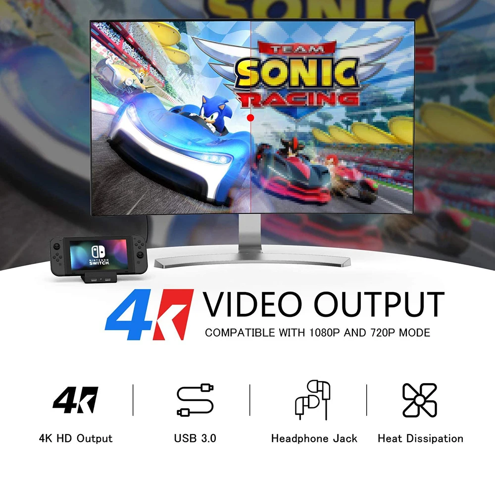 for nintend switch charger station hd convert adapter usb 3 0 2 0 type c port headphone jack multifunction console stand free global shipping