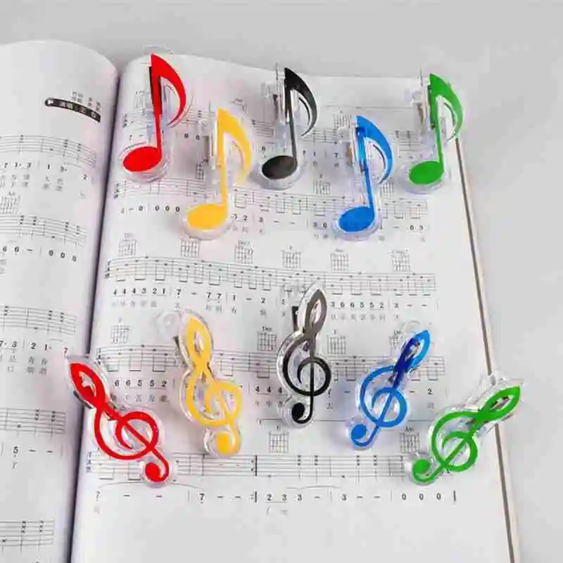 

3PCS Book Paper Sheet Clips Steel Spring Score Funny Mini Music Folder Clips Decorative Paper Musical Notation Clips