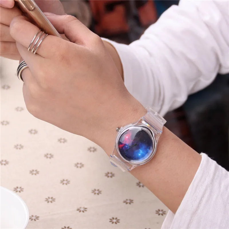 Прозрачные силиконовые часы женские спортивные повседневные кварцевые наручные