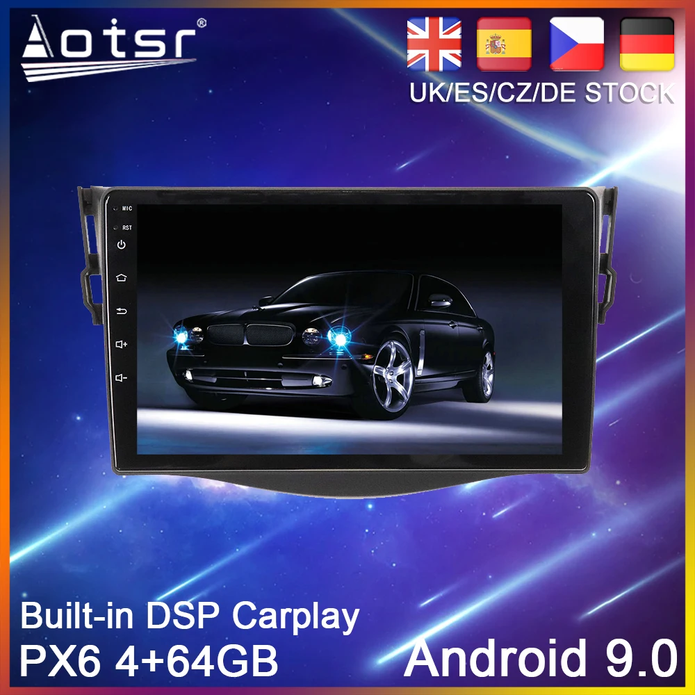 Android 10 0 PX6 64G автомобильный DVD плеер GPS навигация для Toyota RAV4 XA30 2005 2012 Авто Радио