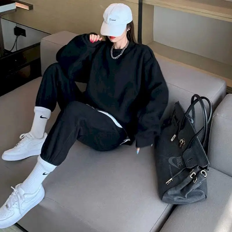 Спортивный костюм для женщин весна-осень 2021 винтажный корейский Свободный
