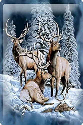 

LZATPD SLALL Vet Practice Deer in The Snow Retro Street Sign Household Metal Tin Sign Bar Cafe Car Motorcycle Garage