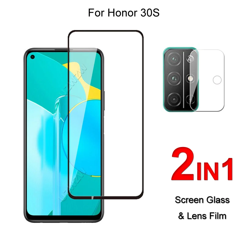 

Full Cover Glass For Honor 30s Screen Protector Protective Tempered Glass Explosion Proof & Camera Lens Film
