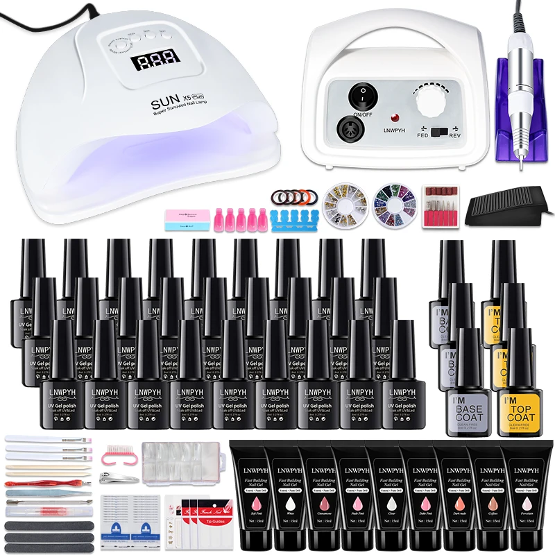 

Nail Set 54W nail Lamp Nail Dryer 35000RPM Nail drill Machine Nail Extensions Quick Building Gel Polish Set Soak Nail Art kit