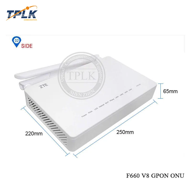 Оригинальный F660 V8 с антенной GPON ONU/ONT Rrouter 1GE + 3FE 2 телефона Wifi USB английская версия