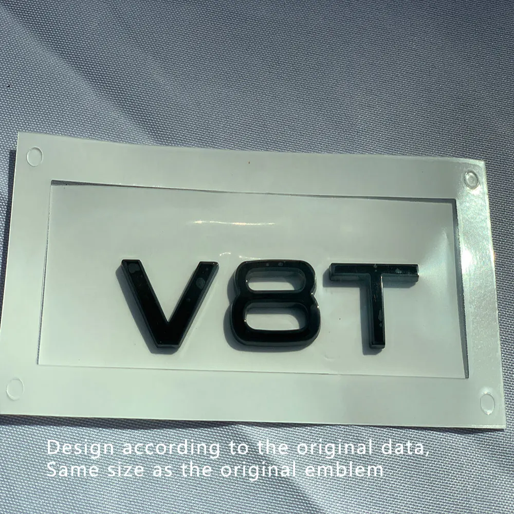 Стайлинг ABS Глянцевая черная эмблема бокового кузова автомобиля V6T V8T V10