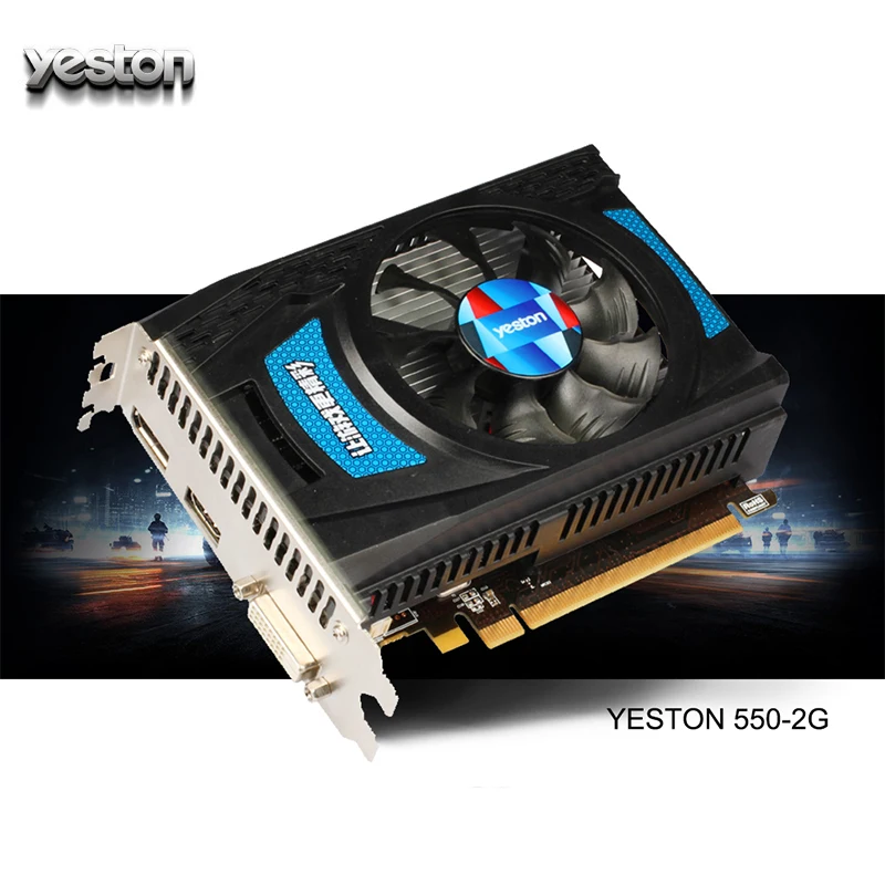 Yeston Radeon RX 550 GPU 2 ГБ GDDR5 128 бит игровой настольный компьютер ПК видеокарты Поддержка DVI-D/HDMI PCI-E 3,0