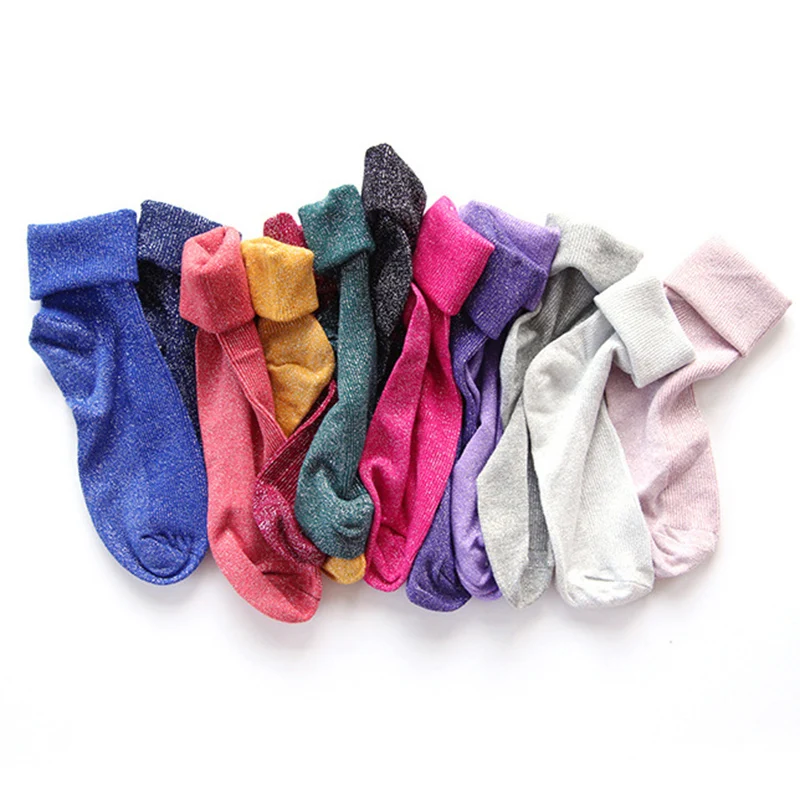 2020 весна осень блестящие Женские Простые Носки модные художественные женские