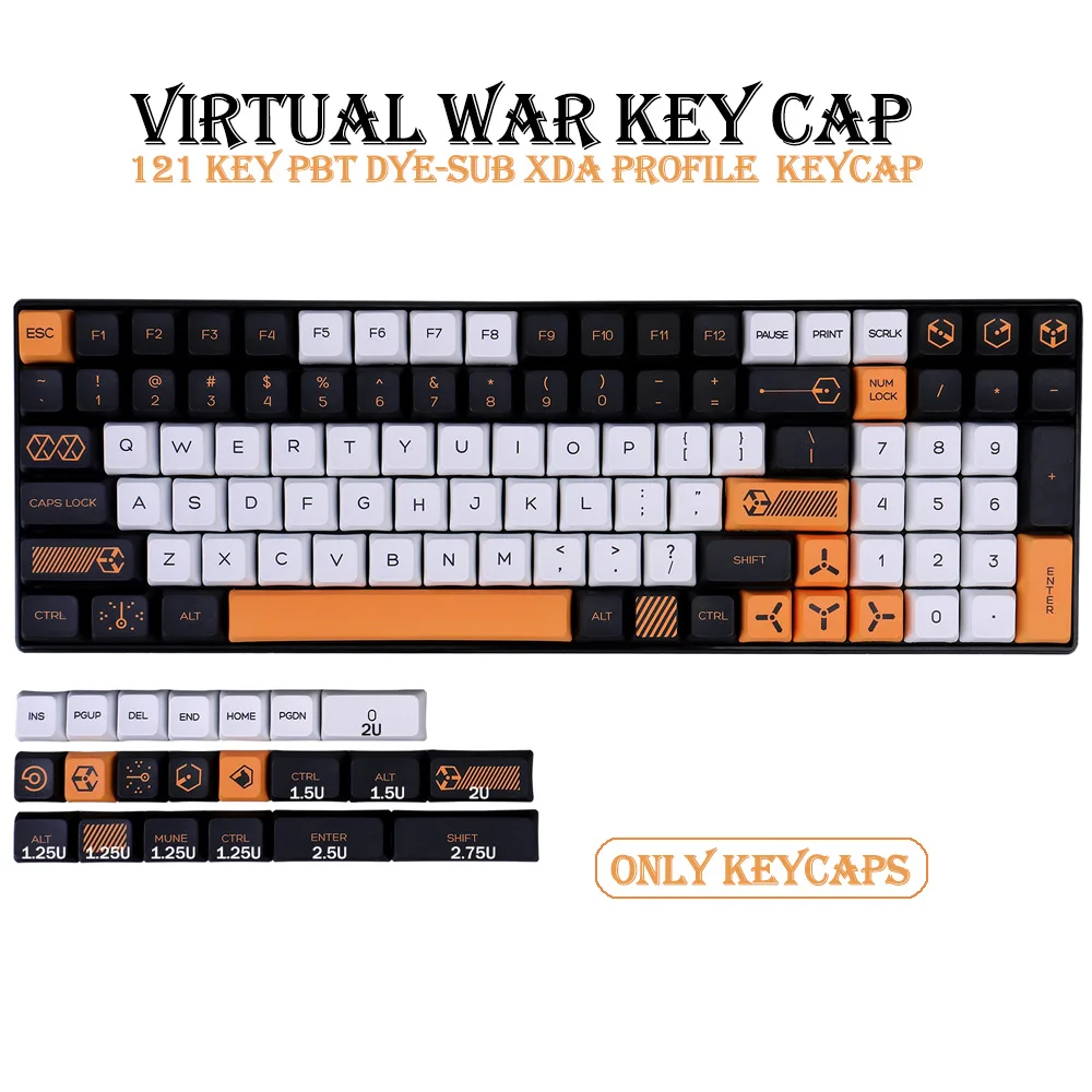

121 Key PBT Keycap XDA Profile DYE-SUB Personalized Virtual war keycaps For Cherry MX Switch Mechanical Keyboard