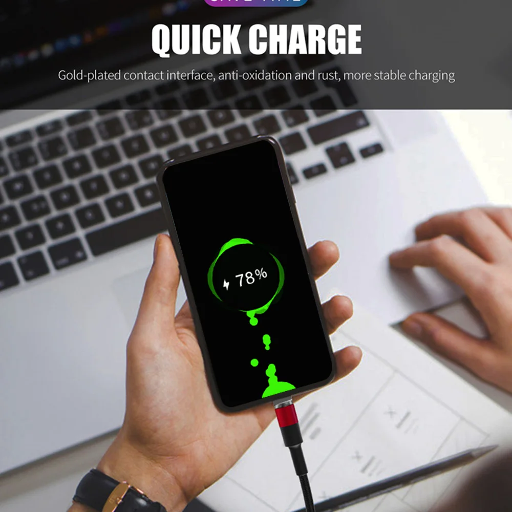 Магнитный кабель GARAS для iphone/Micro USB/type C Магнитный кабель для быстрой зарядки 3в1 мобильный телефон для зарядки и передачи данных QC3.0