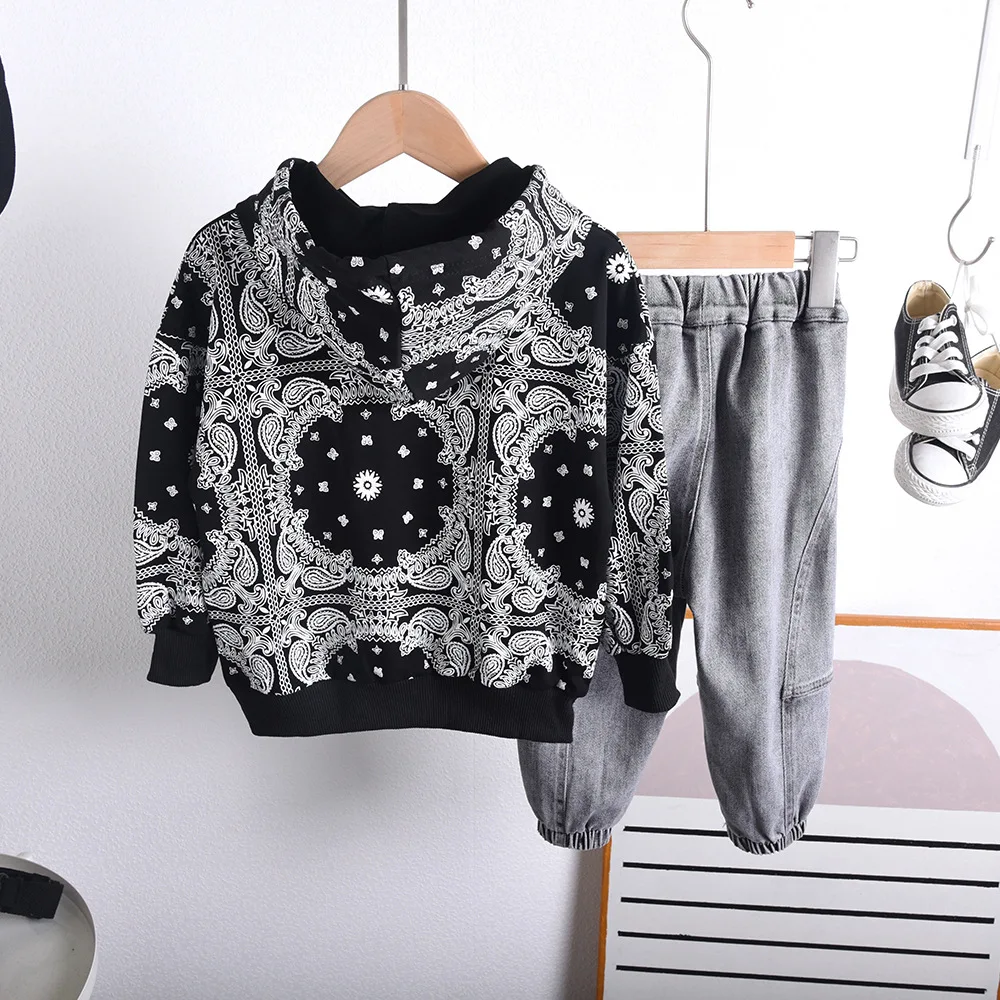 

Детская одежда, спортивные комплекты для маленьких мальчиков, осень 2021, Детская толстовка с длинным рукавом + джинсы, костюмы из 2 предметов, ...