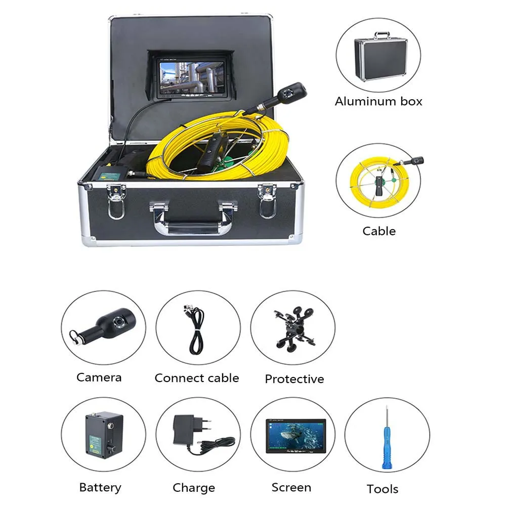 

7inch 30M 1080P HD Dual Camera Lens Drain Sewer Pipeline Industrial Endoscope Pipe Inspection Video Camera