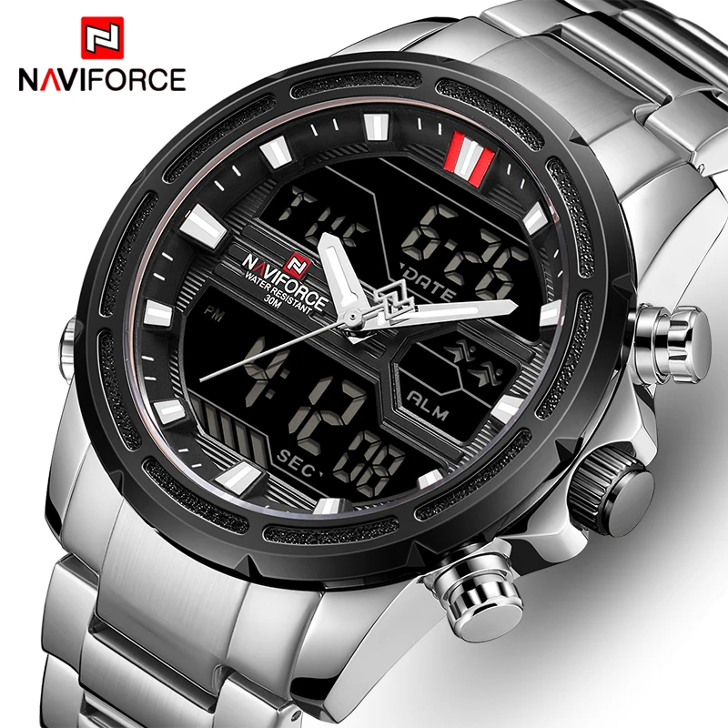 Часы NAVIFORCE Мужские кварцевые роскошные Брендовые спортивные водонепроницаемые в
