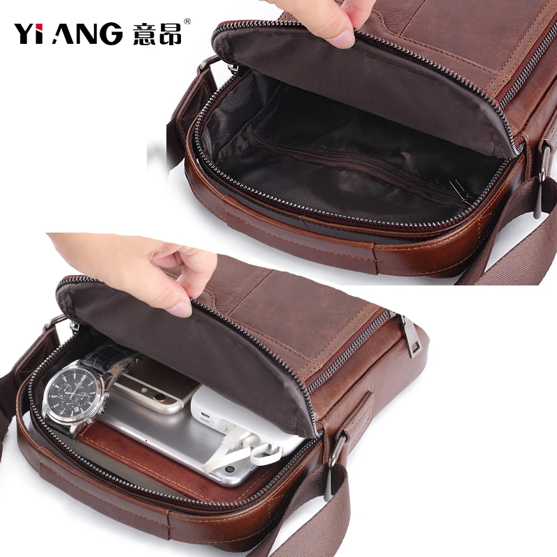 Сумка-мессенджер мужская из натуральной воловьей кожи маленький саквояж на