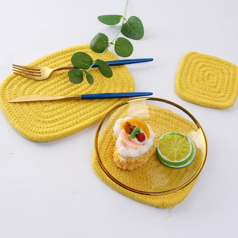 

1/2/3sets Kitchen Mat Table Placemats For Dining Table Mat Drink Cup Coasters Non-Slip Placemat Table Heat Insulation Hot Pad