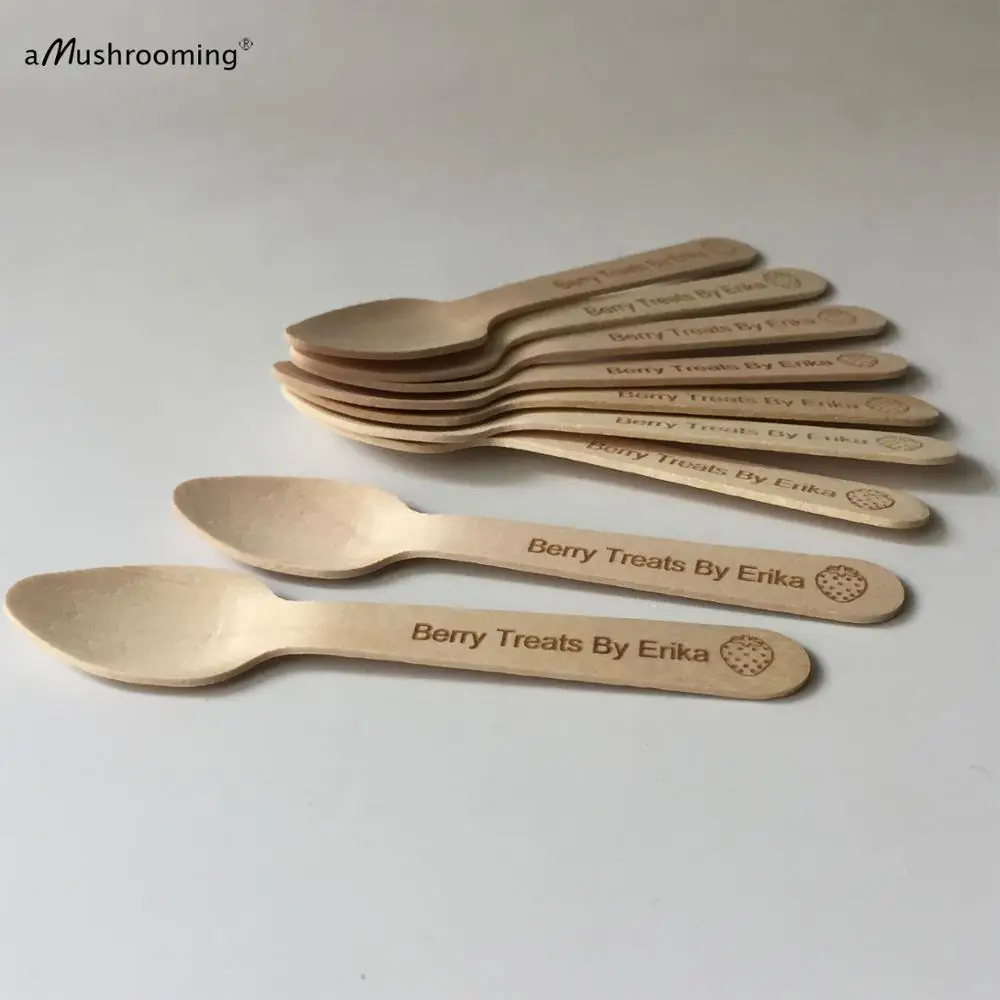1000 шт лазерная гравировка мини ложки оптом одноразовые деревянные чайные