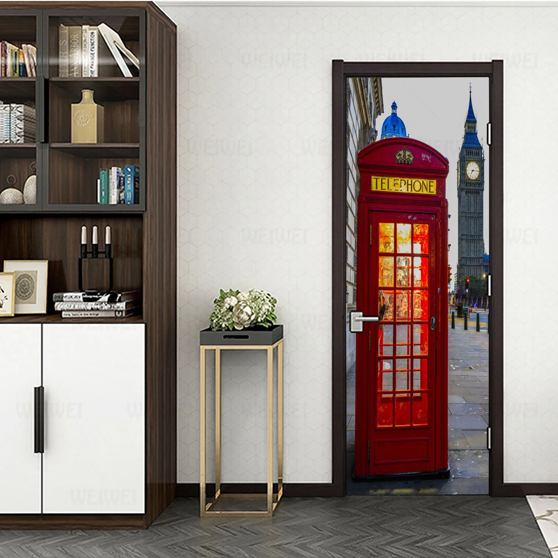 

Home 3D Creative Decoration Door Stickers Wall Stickers Bedroom Living Room DIY Phone Booth Stickers Living Room Bedroom Decor