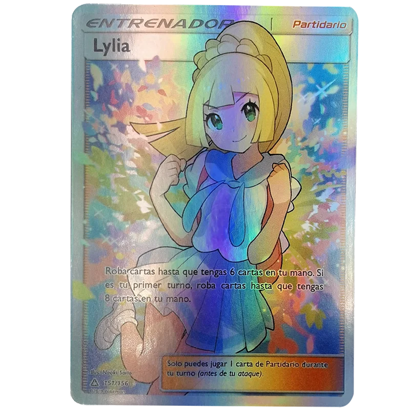 Новые испанские блестящие карты Pokemon в игре GX Trainer Energy Holographic Castellano Espanol для детей.