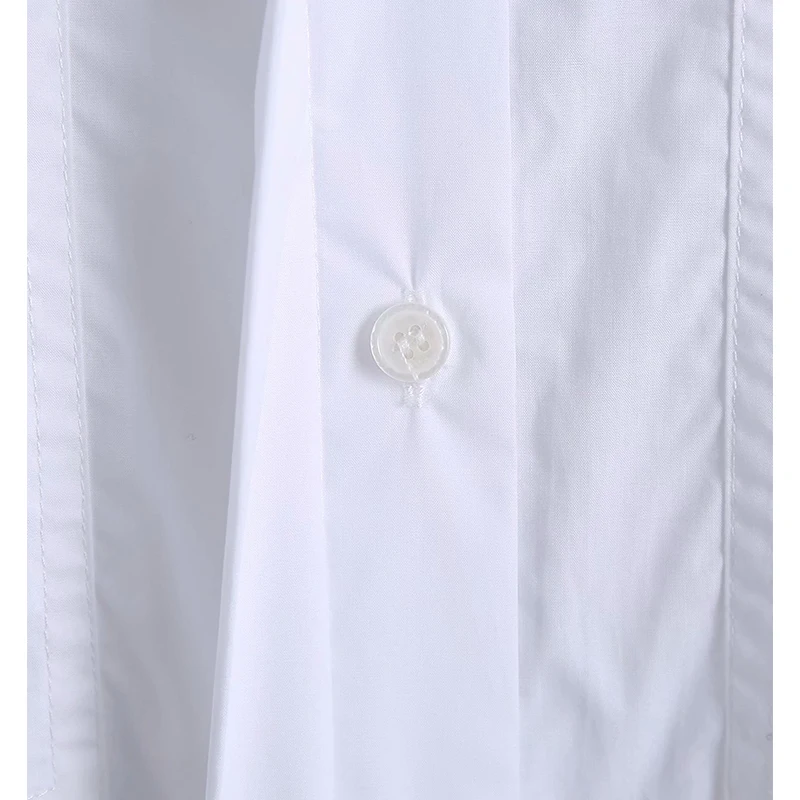 

ZA Summer Women Casual X-Long Blouse Short Sleeve Solid Turn Down Collar Female Loose Thin Top Single Breasted Blouse