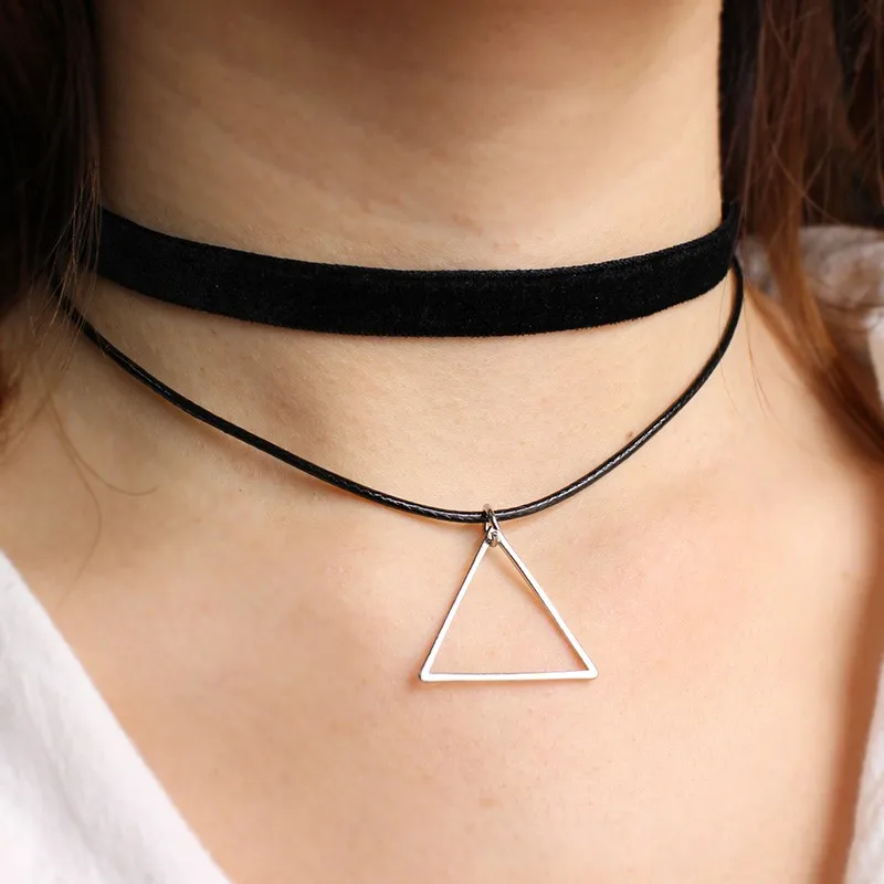 

fashion lady necklace triangular leaves cross constellation pentacle and other pendants are optional