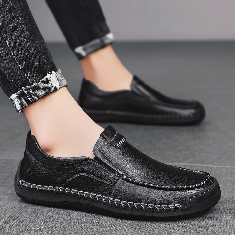 

2021 Luxury Genuine Leather Men Comfortable Shoes Casual Outdoor Slip on Formal Loafers Male Driving Shoes Male Footwear