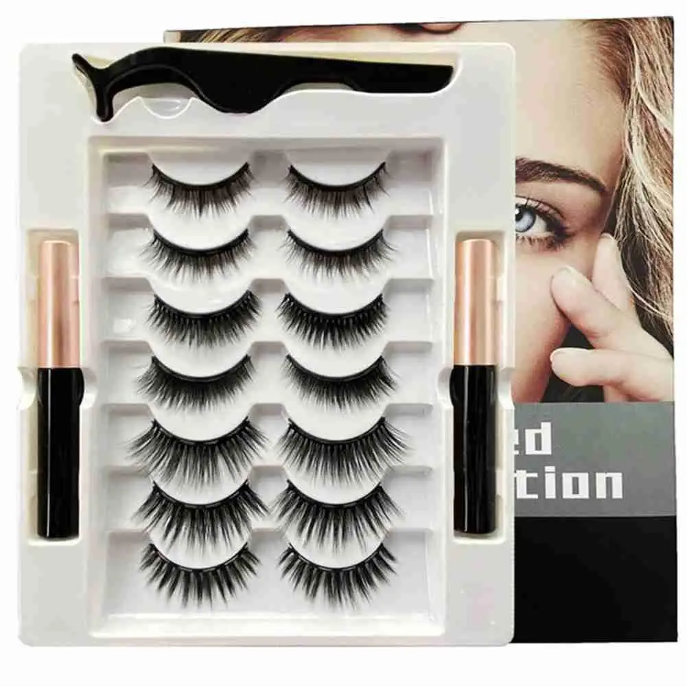 

7 Pairs Magnetic Eyelashes Set Full Strip Natural Cilia False Eyeliner Dramatic Volume Thick Synthetic Eye Lashes Makeup