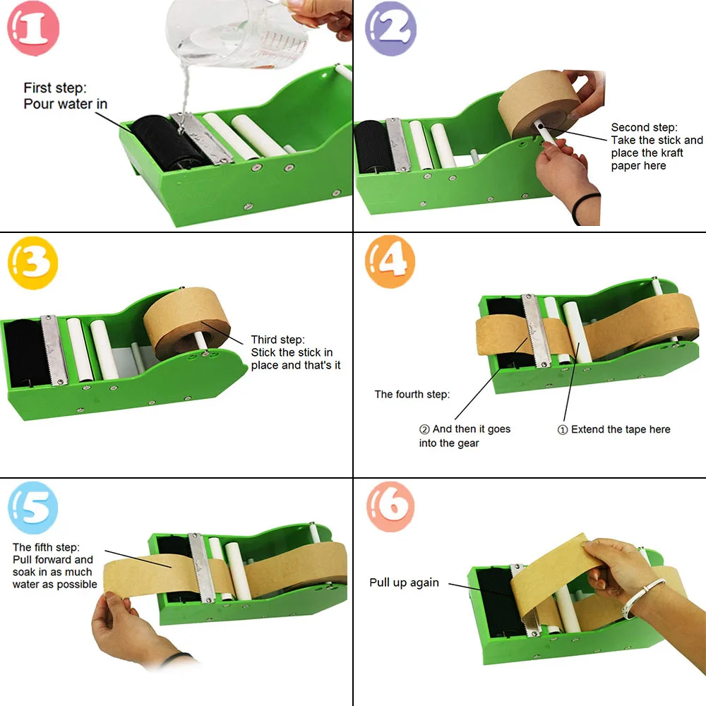 Активируемый водой клейкая крафт Бумага лента упаковка диспенсер зеленый Крафт