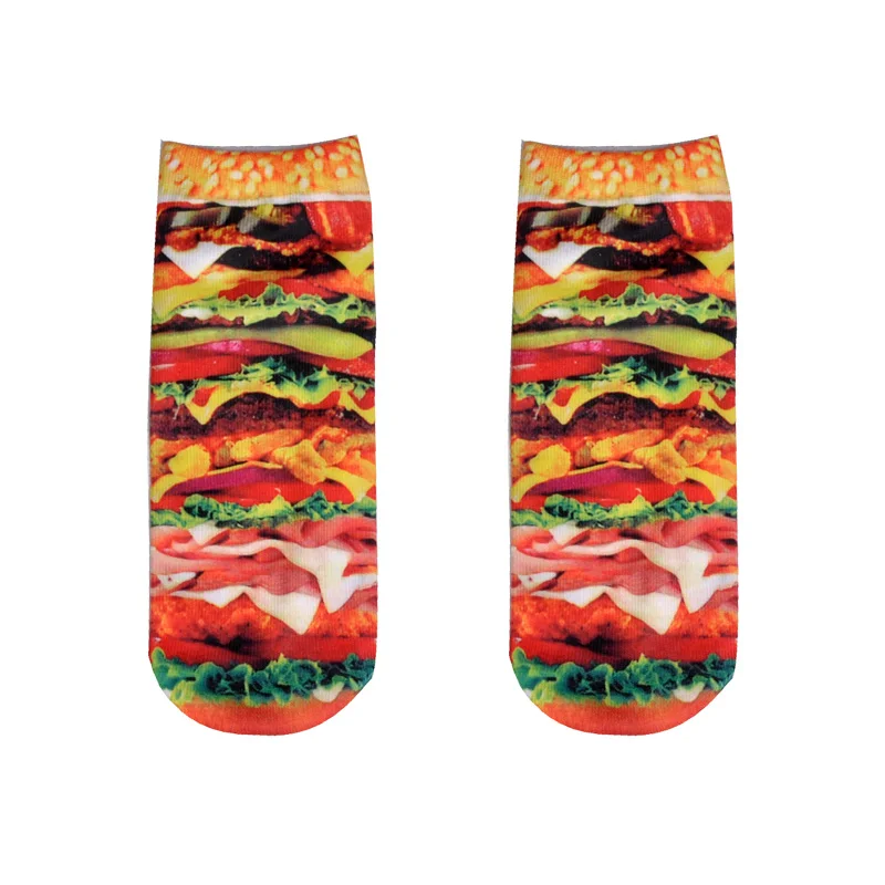 Симпатичные женские носки лодочки с рисунком животных и продуктов дизайнерские