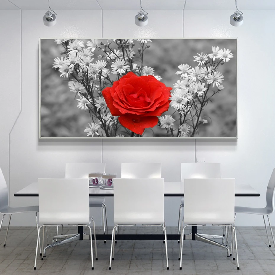 Скандинавские современные красные розы цветы печать на холсте плакаты холст