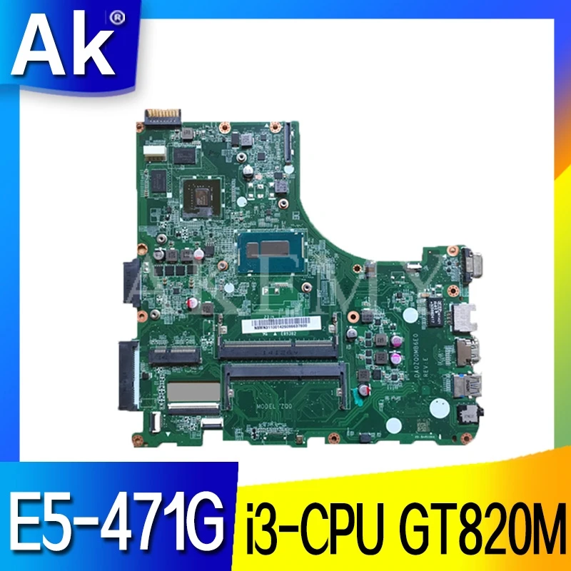 

SAMXINNO For Acer aspire E5-471 E5-471G V3-472P Laotop Mainboard DA0ZQ0MB6E0 Motherboard with i3-CPU GT820M