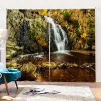 waterfall curtains flowing water from mountains and stream with moss covered stones picture living room bedroom window drapes