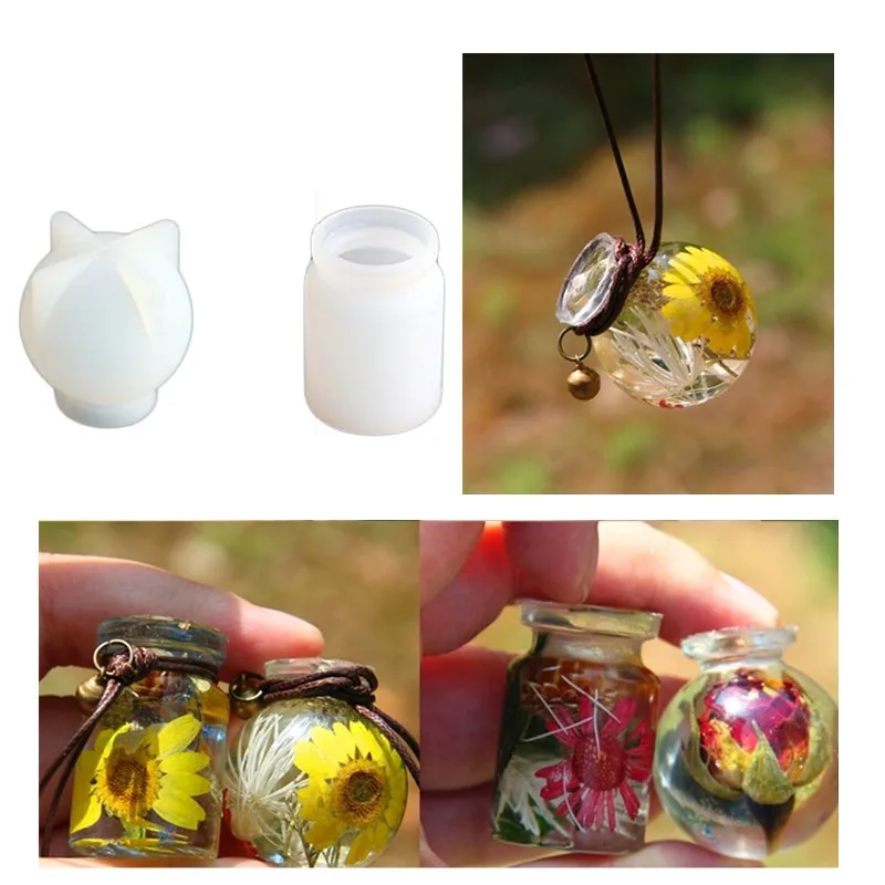 

SNASAN Round Ball Pendant Glass Globe Silicone Mold Crystal UV Epoxy Resin Casting Mold Ornaments Drifting Bottle Earrings