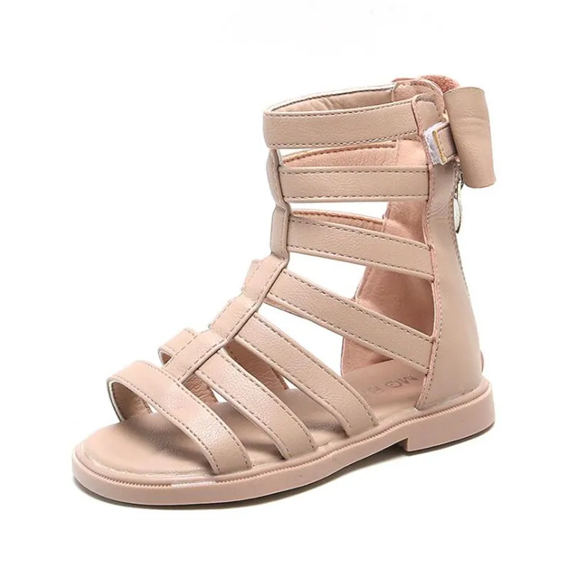 

Girls Sandals 2022 Summer Kids Gladiator Sandals Boots Back Bow Roma Shoes Narrow Band Princess Shoes For Child Baby Black Begie