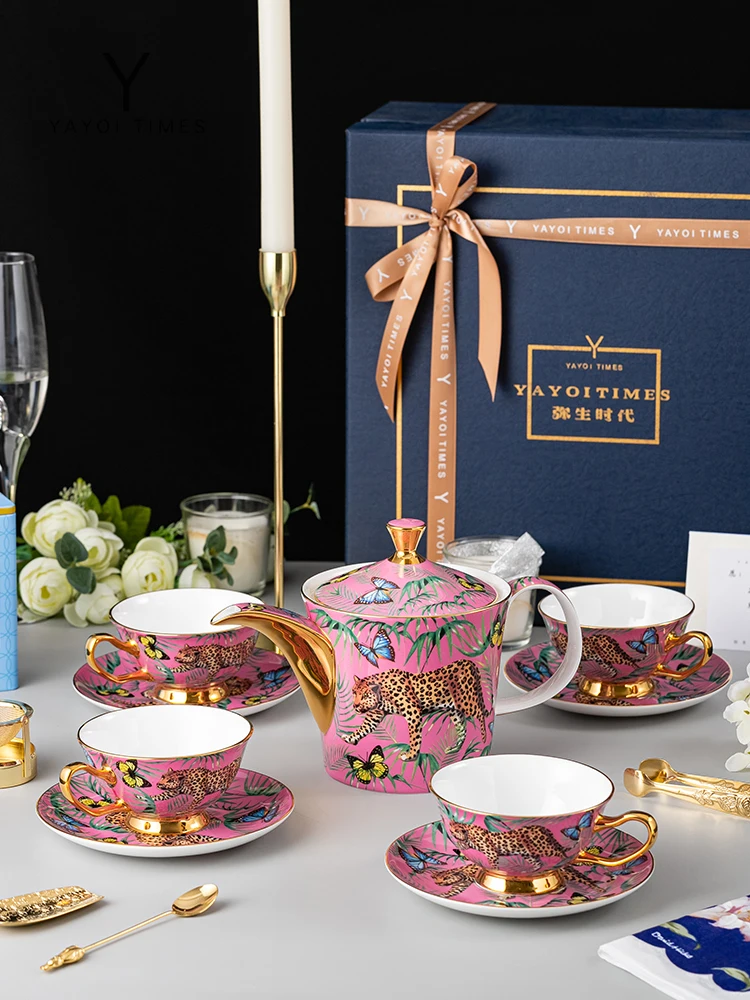 Gold Painted Bone China Coffee Set Noble Porcelain Tea Ceramic Pot Mug Sugar Bowl Creamer Teapot Milk Jug Teaset Cup | Дом и сад