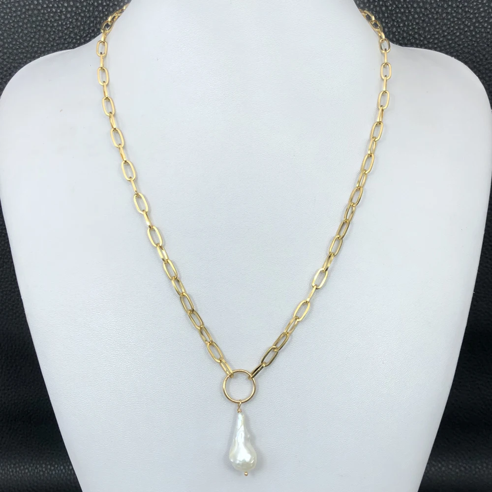 Простая прочная цепочка золотого цвета натуральный пресноводный барочный