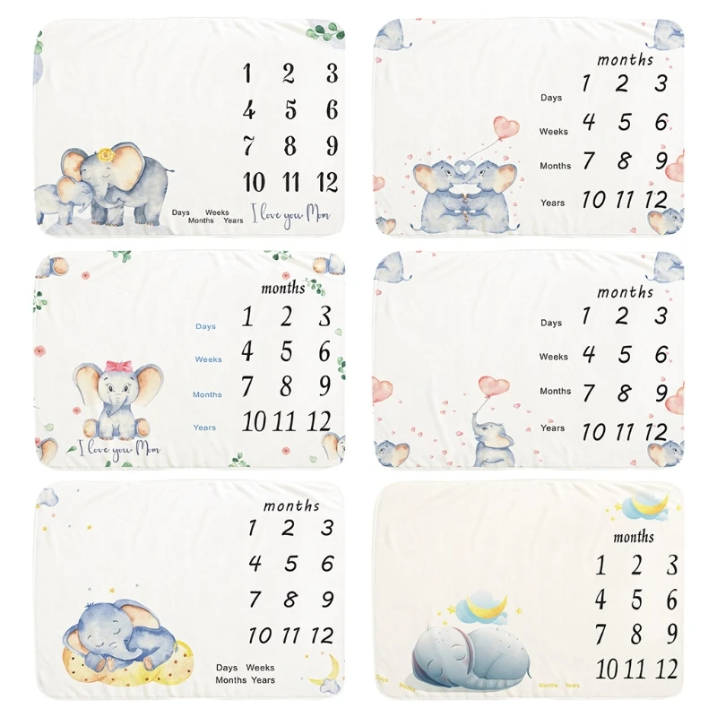

Baby Monthly Record Growth Milestone Blanket Newborn Soft Flannel Swaddle Wrap 40JC
